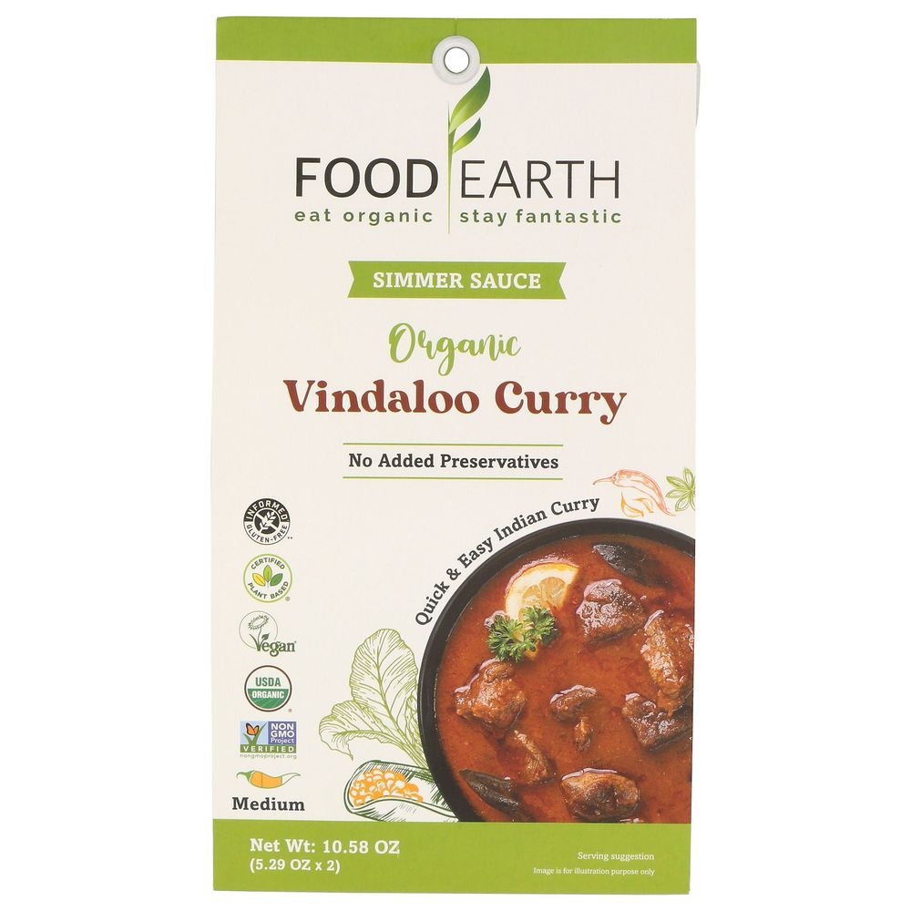Food Earth Vindaloo Curry Simmer Sauce, 10.58 Ounce -- 6 per case