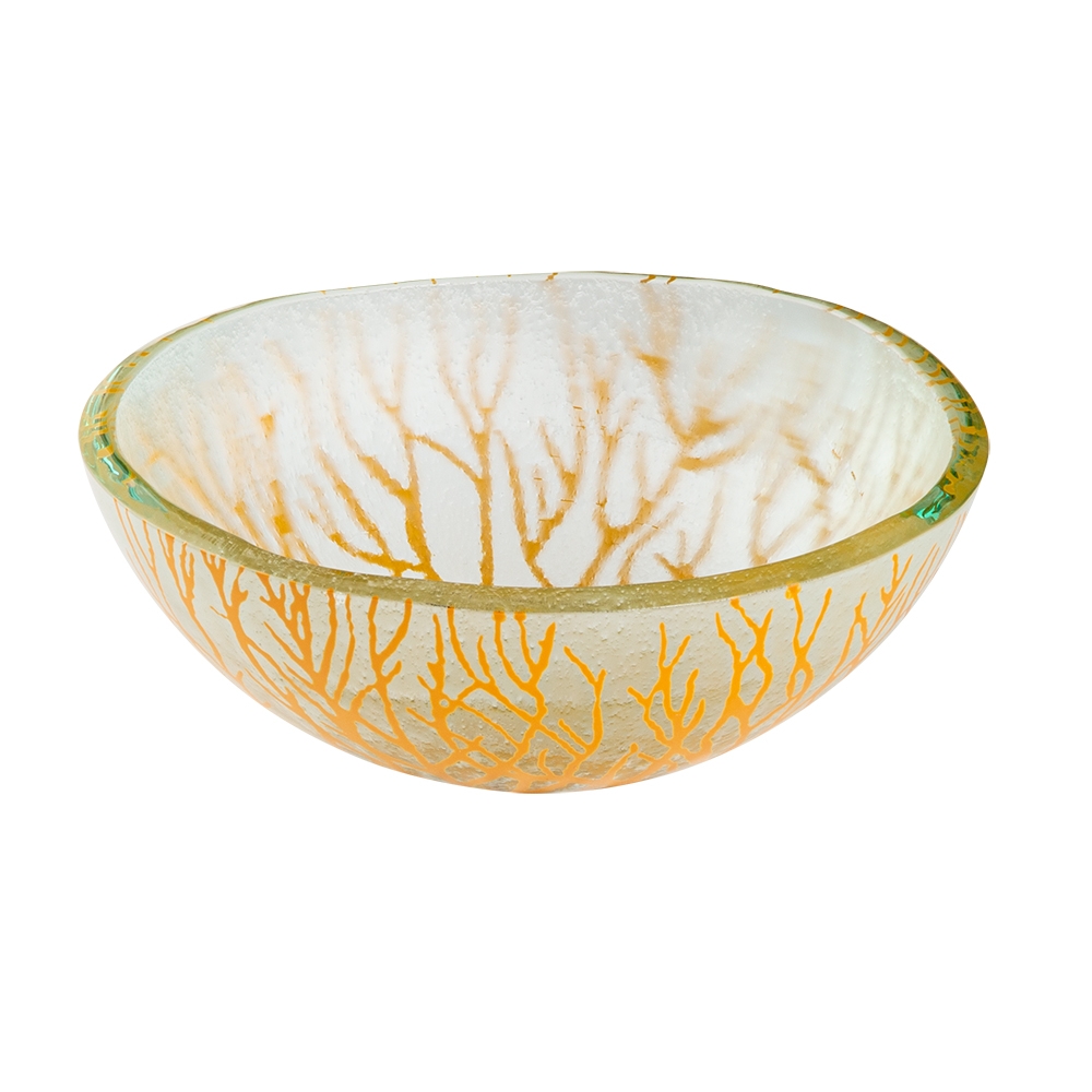 Rosseto Kalderon Radici Mustard 8 inch Round Handmade Glass Bowl, set of 3