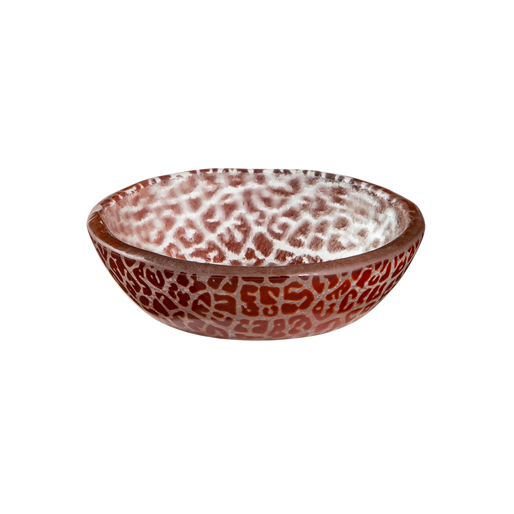 Rosseto Kalderon Foglia Cognac Mini Round Shallow Handmade Glass Bowl, set of 12
