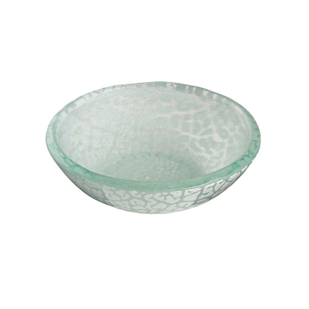 Rosseto Kalderon Foglia White Mini Round Shallow Handmade Glass Bowl, set of 12