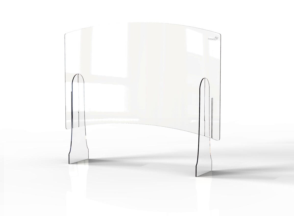 Rosseto Avant Guarde Shield Plus Serve 48 inch Wide Bi Level Sneeze Guard with Adjustable Pass Through, 48 X 10 X 33.5 inch