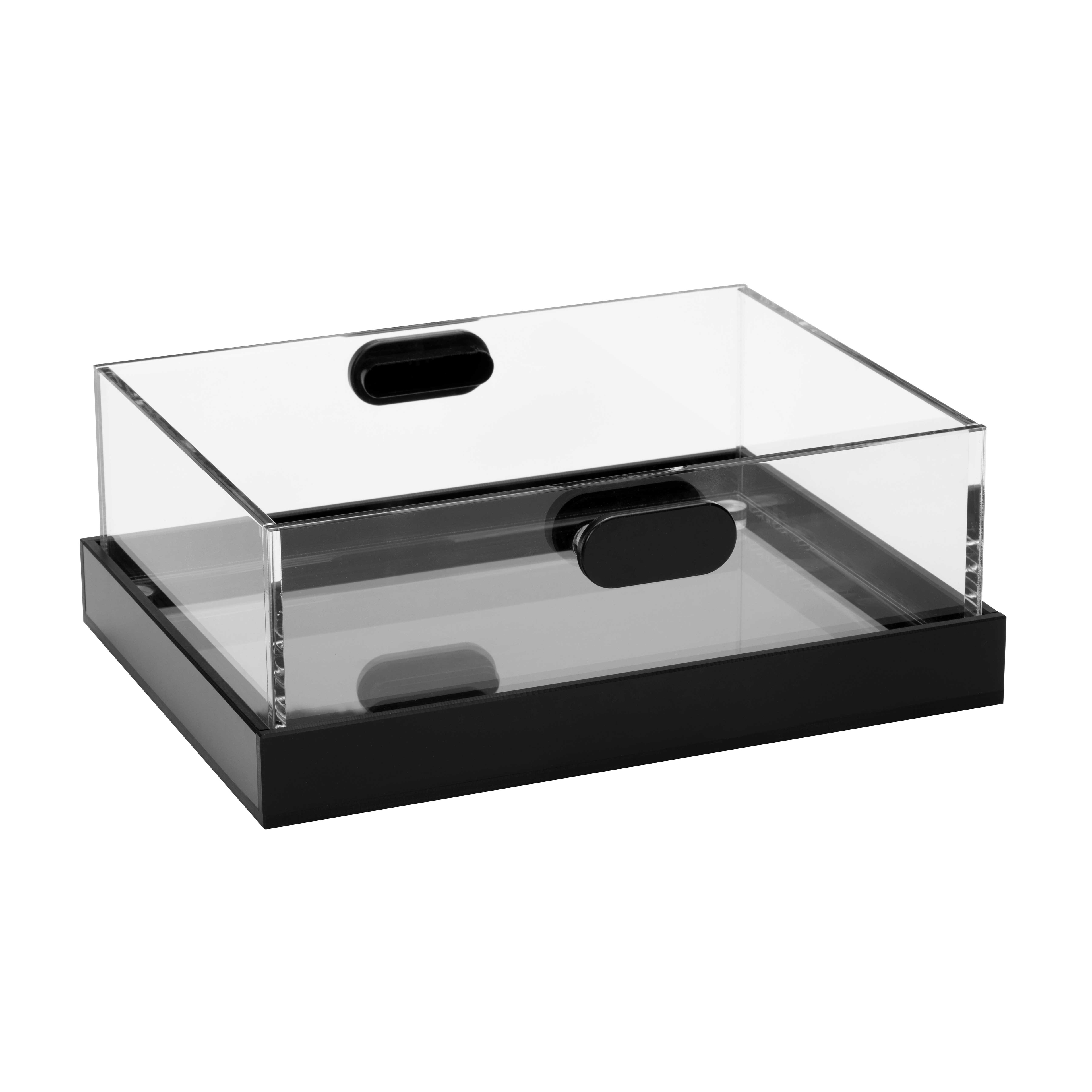 Rosseto Clear and Black Acrylic Ice Cooler and Tray Set, 16 x 13.30 x 6.25 inch