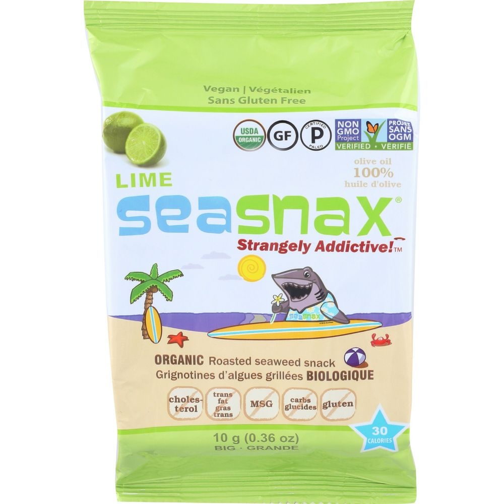 Seasnax Organic Lime Roasted Seaweed Snack, 0.36 Ounce -- 12 per case