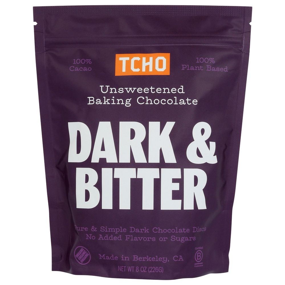 Tcho Dark and Bitter Unsweetened Baking Chocolate, 8 Ounce -- 6 per case