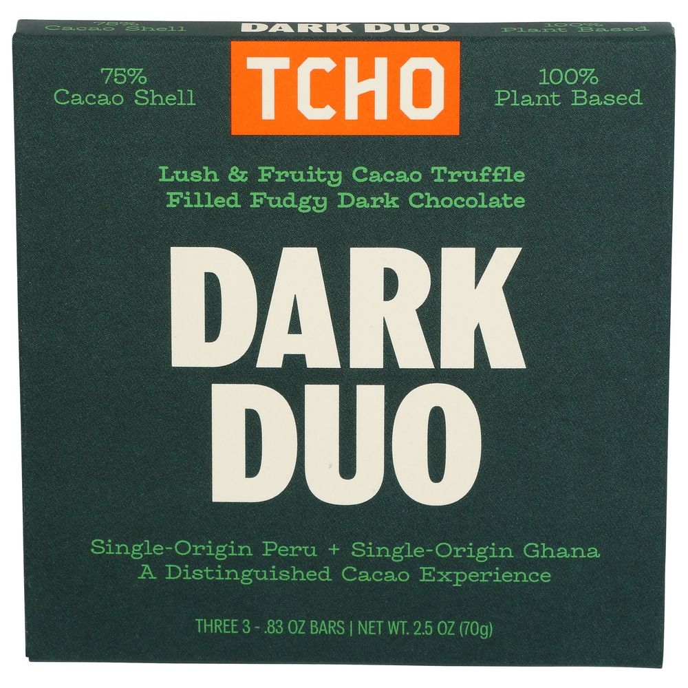 Tcho Organic Dark Duo Chocolate Bar, 2.5 Ounce -- 10 per case