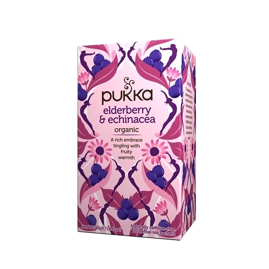 Pukka Tea Bag Organic Elderberry and Echinacea, 20 Count -- 4 per case