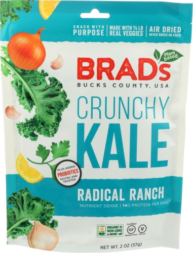 Brads Raw Probiotic Radical Ranch Crunchy Kale, 2 Ounce -- 12 per case