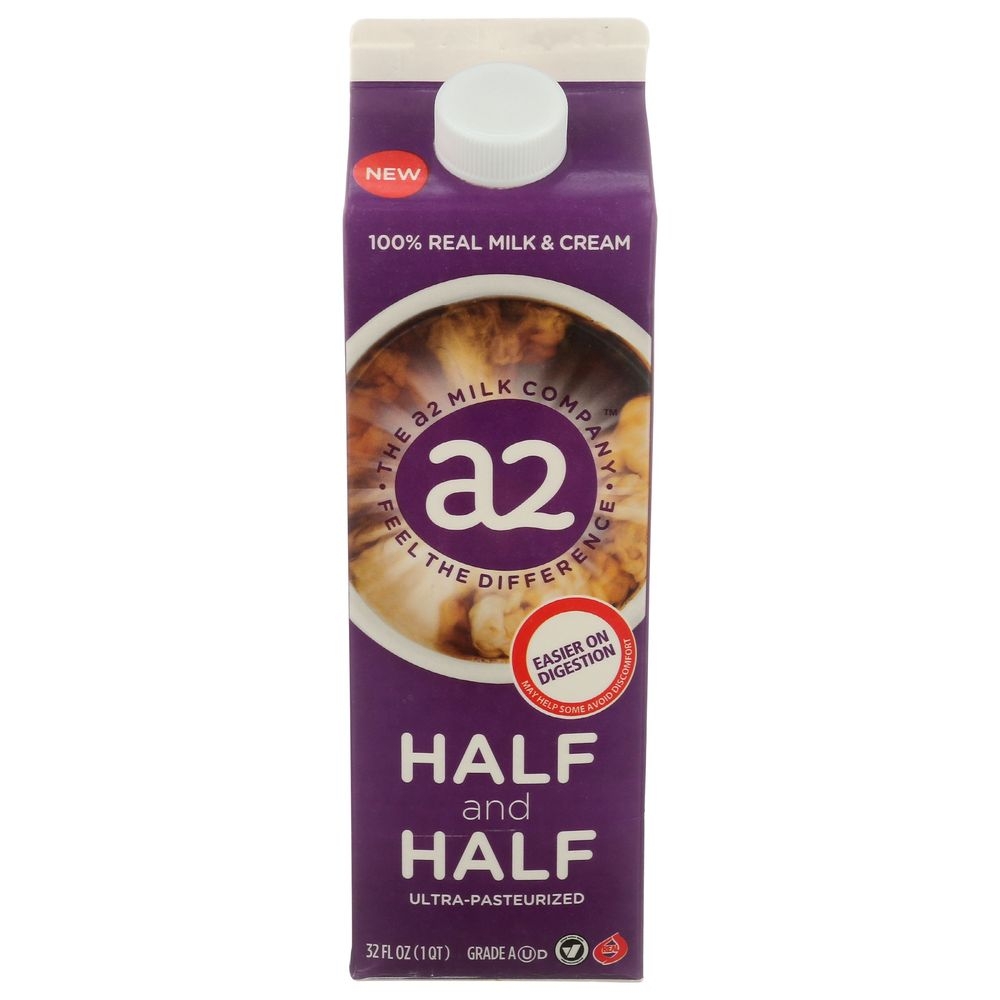 A2 Milk Half and Half Creamer, 32 Fluid Ounce -- 12 per case