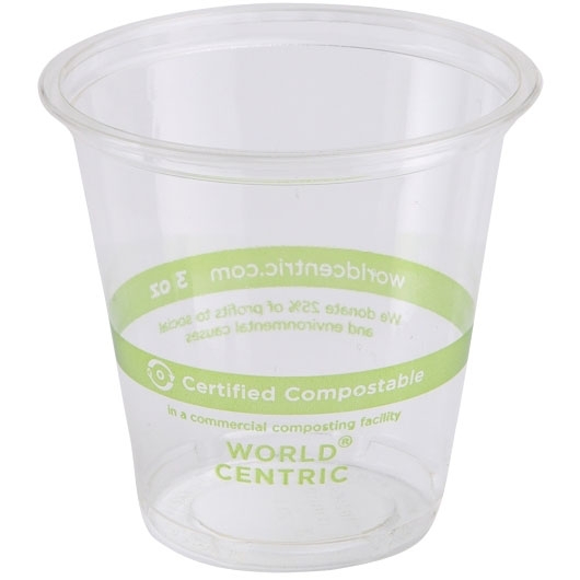 World Centric Ingeo Compostable Clear Cup, 3 Ounce -- 2500 per case.