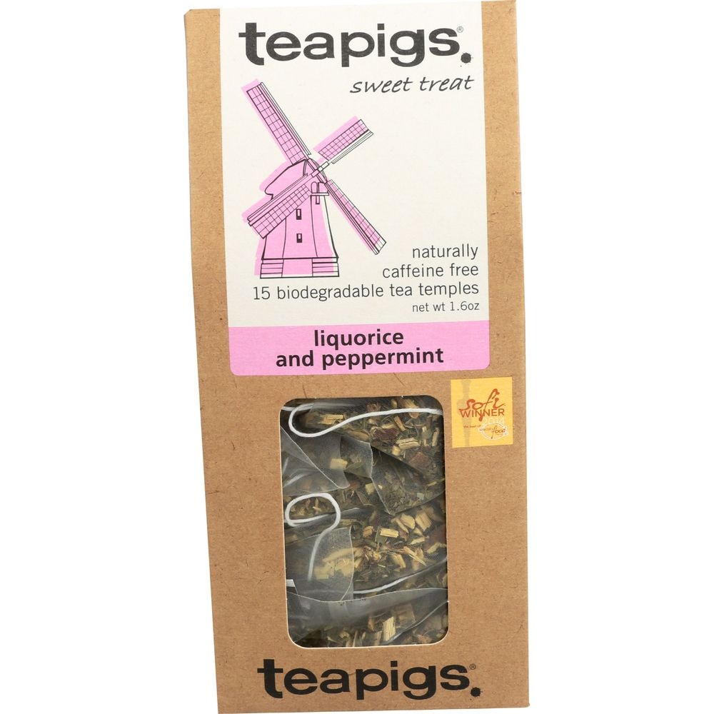 Teapigs Liquorice and Peppermint Herbal Tea, 15 tea bags -- 6 per case
