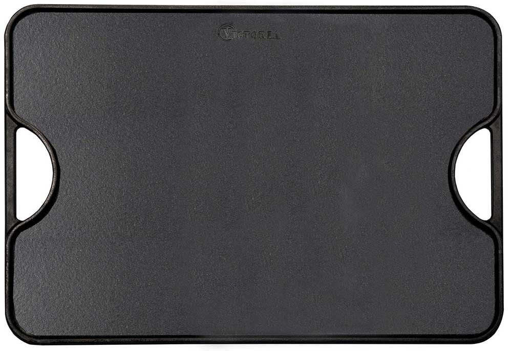 Victoria Large Rectangular Reversible Solid Cast Iron Griddle, 20 x 14 inch