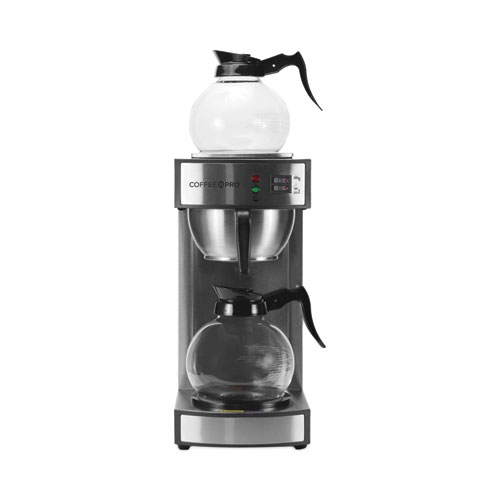 Coffee Pro Stainless Steel 10/12 Cup Two-Burner Institutional Coffeemaker, 8.75 x 14.75 x 15.25 inch