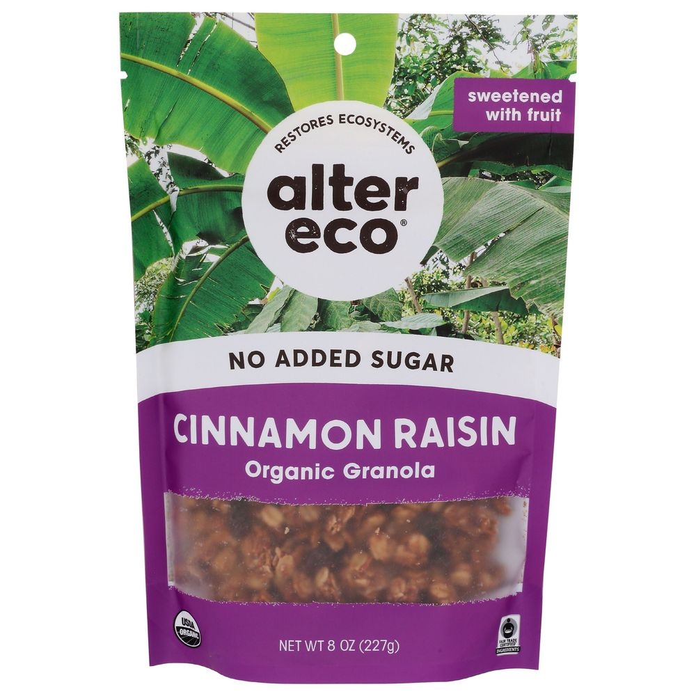 Alter Eco Organic No Added Sugar Cinnamon Raisin Granola, 8 Ounce -- 6 per case