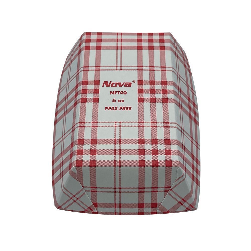 Nova PFAS Free Red Plaid Food Tray, 6 Ounce Capacity -- 1000 per case