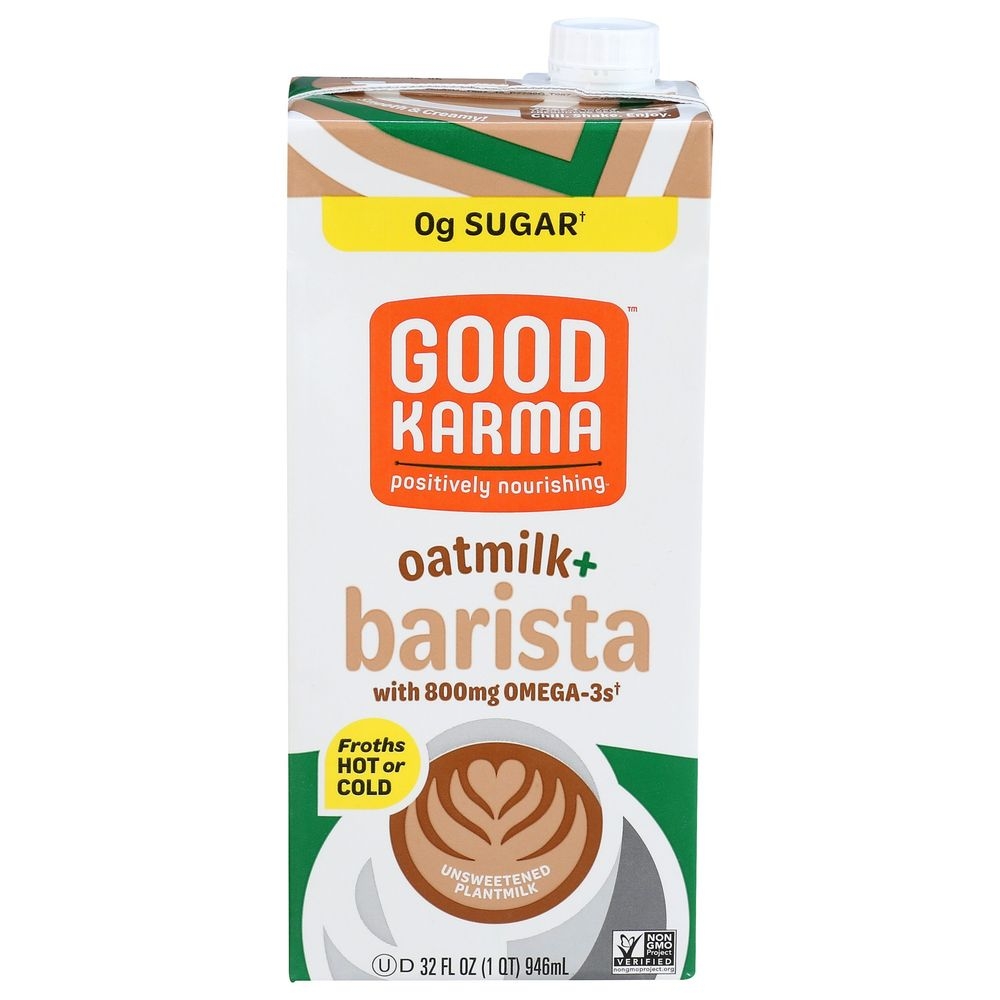 Good Karma Unsweetened Barista Plant Milk, 32 Fluid Ounce -- 6 per case