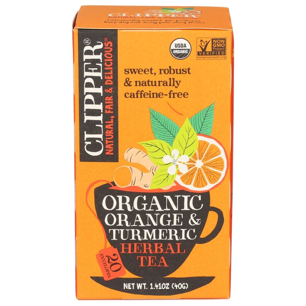 Clipper Organic Orange and Turmeric Herbal Tea, 20 tea bags -- 6 per case