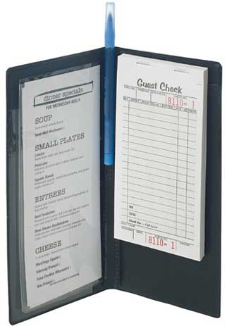 Winco Black Server Book with Clear Sleeve, 9 1/4 x 4 1/2 inch -- 96 per case