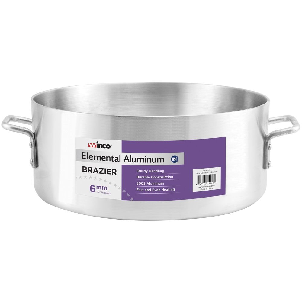 Winco ALBH-18 Elemental Aluminum Brazier, 18 Quart Capacity
