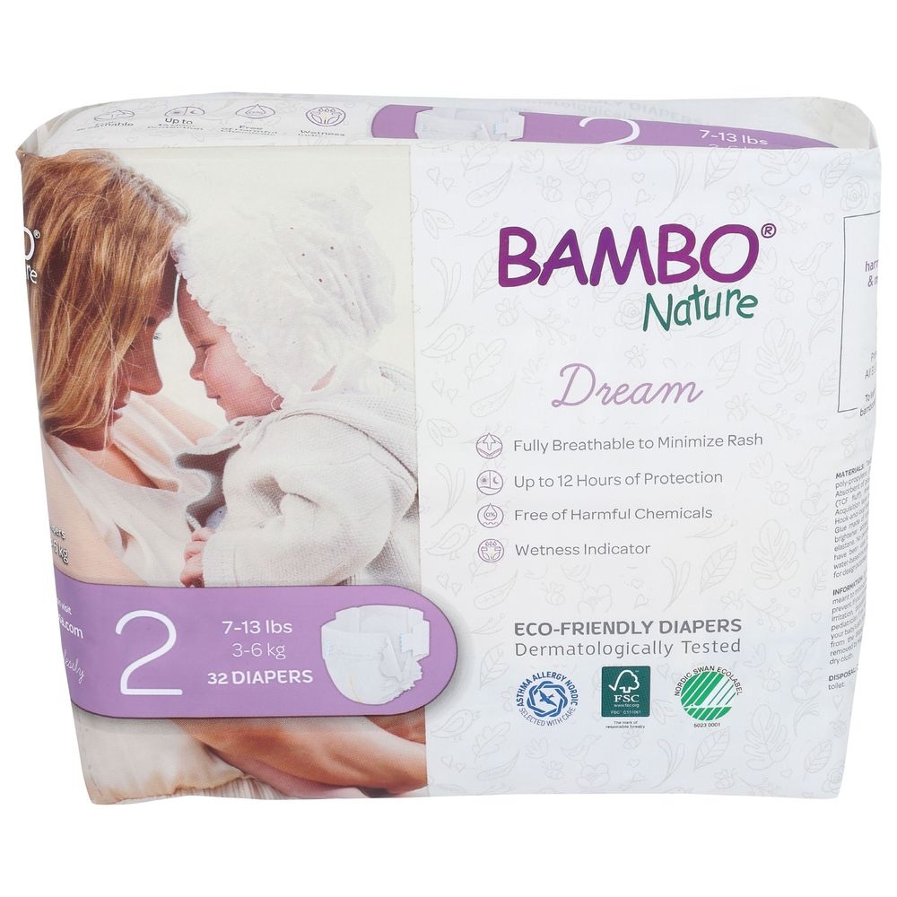 Bambo Nature Dream Size 2 Baby Diapers, 32 count -- 6 per case