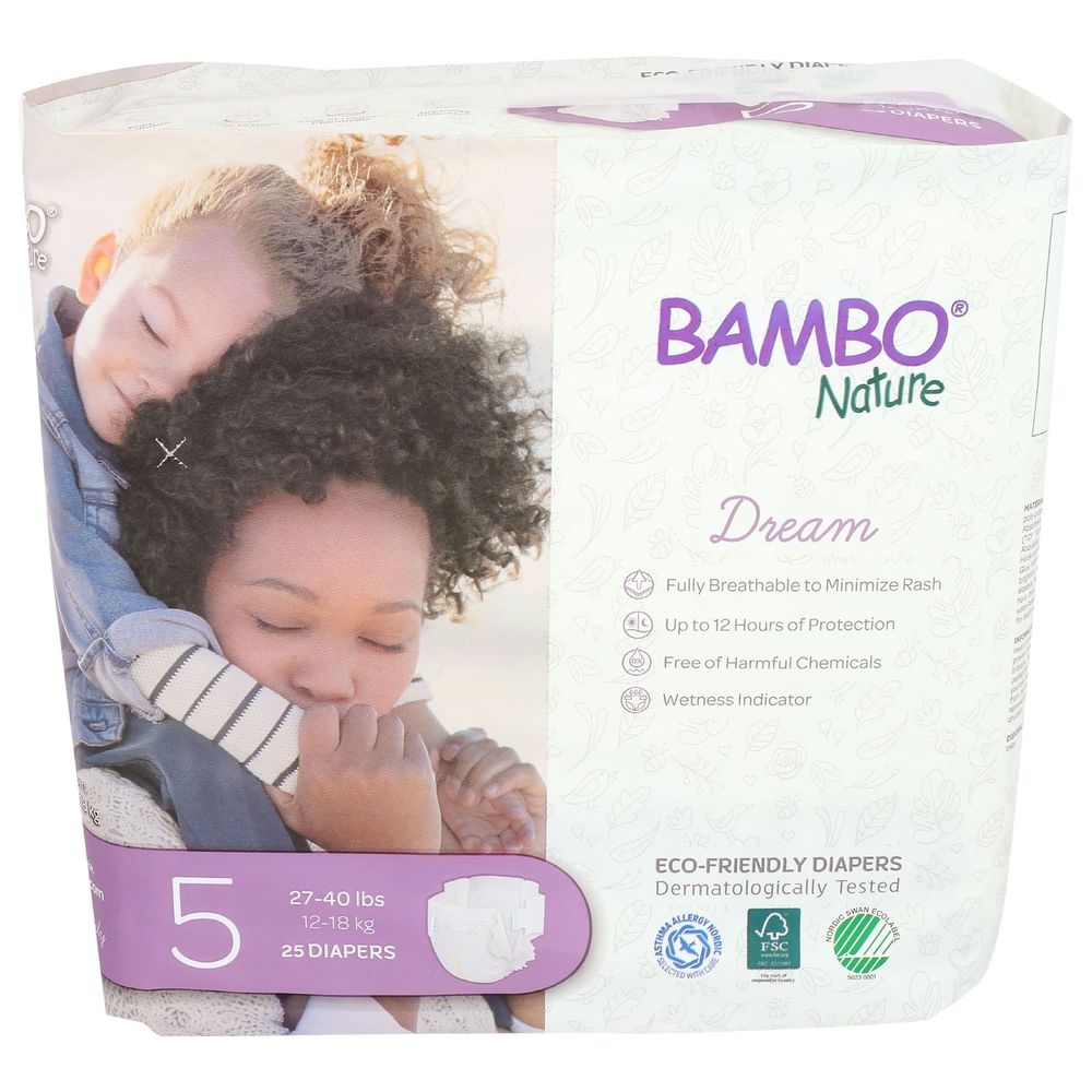 Bambo Nature Dream Size 5 Baby Diapers, 25 count -- 6 per case