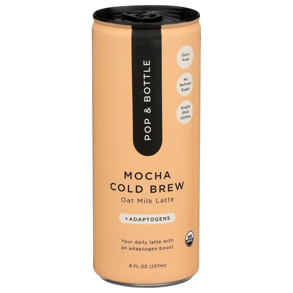 Pop and Bottle Mocha Cold Brew Oat Milk Latte, 8 Fluid Ounce -- 12 per case