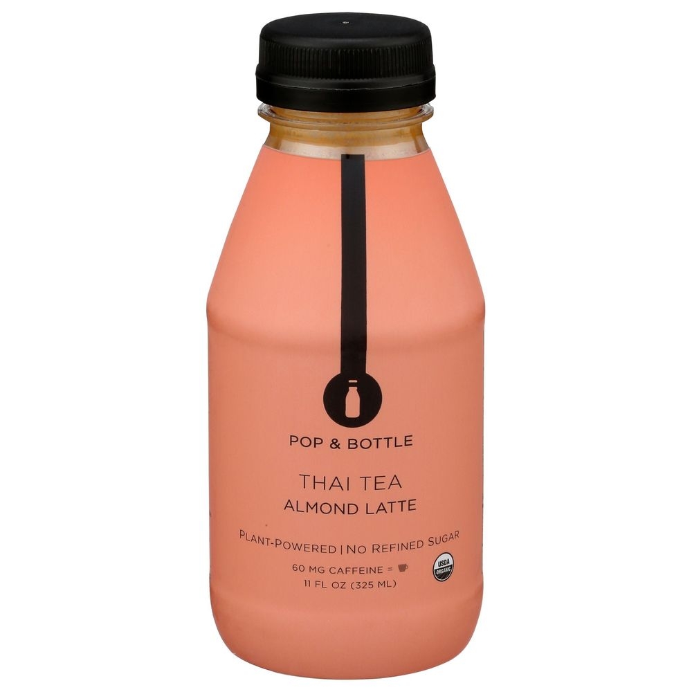 Pop and Bottle Organic Cold Brew Thai Tea Almond Latte, 11 Fluid Ounce -- 6 per case