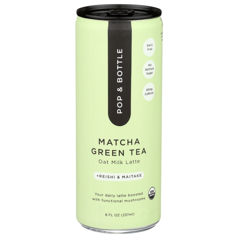 Pop and Bottle Matcha Green Tea Oat Milk Latte, 8 Fluid Ounce -- 12 per case