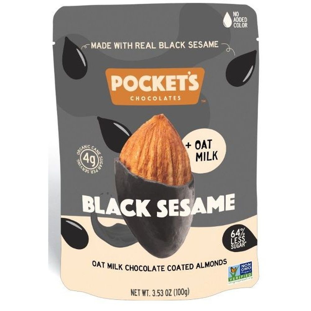 Pocket Latte Black Sesame Chocolate Coated Almond Nuts, 3.53 Ounce -- 6 per case