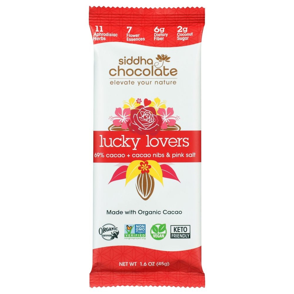 Siddha Organic Lucky Lovers Chocolate Bar, 45 Gram -- 6 per case