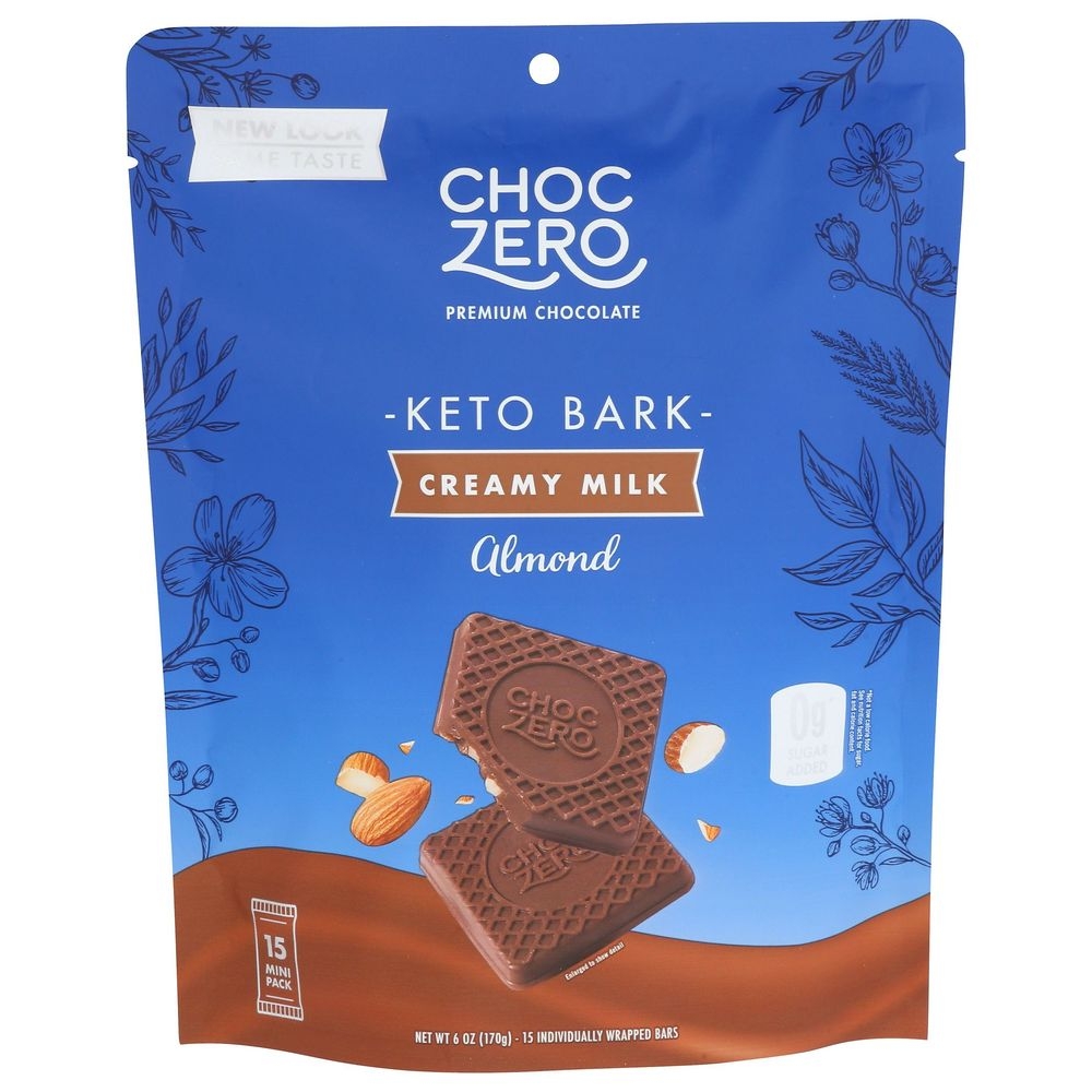 ChocZero Milk Chocolate with Almonds Keto Bark, 6 Ounce -- 12 per case