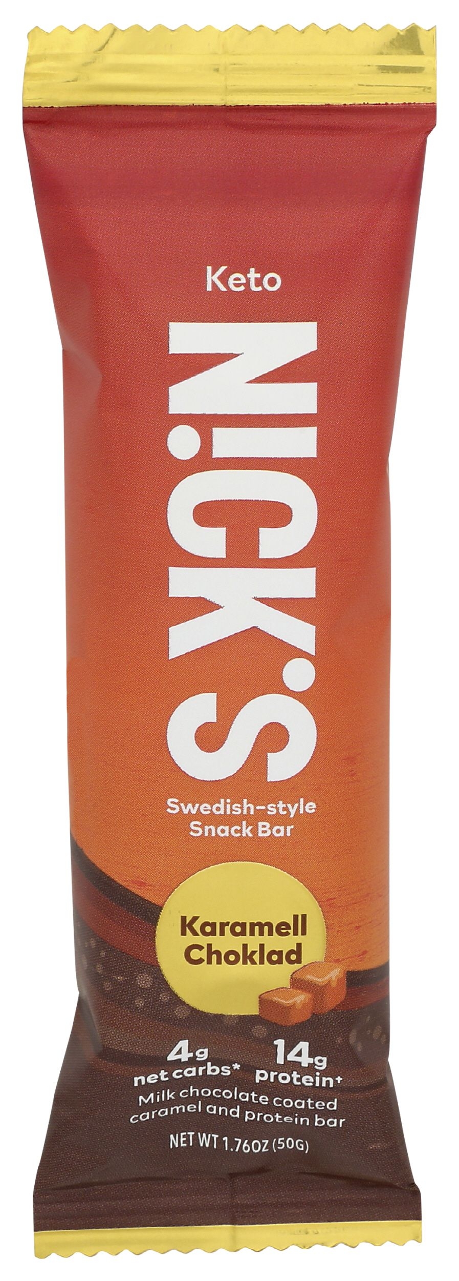 Nicks Keto Karamell Choklad Protein Bar, 1.76 Ounce -- 12 per case