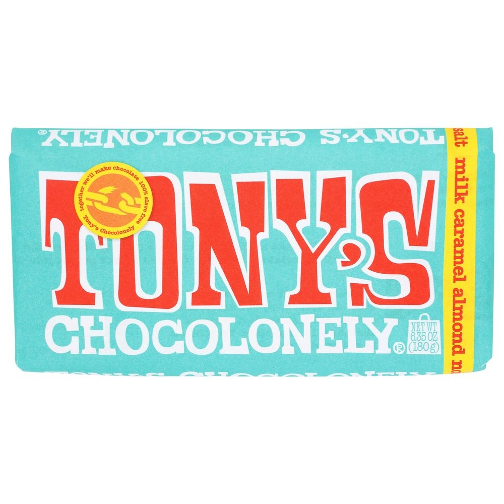 Tonys Chocolonely Milk Chocolate Everything Bar with Caramel Pretzel Almond Nougat Sea Salt, 6.35 Ounce -- 15 per case