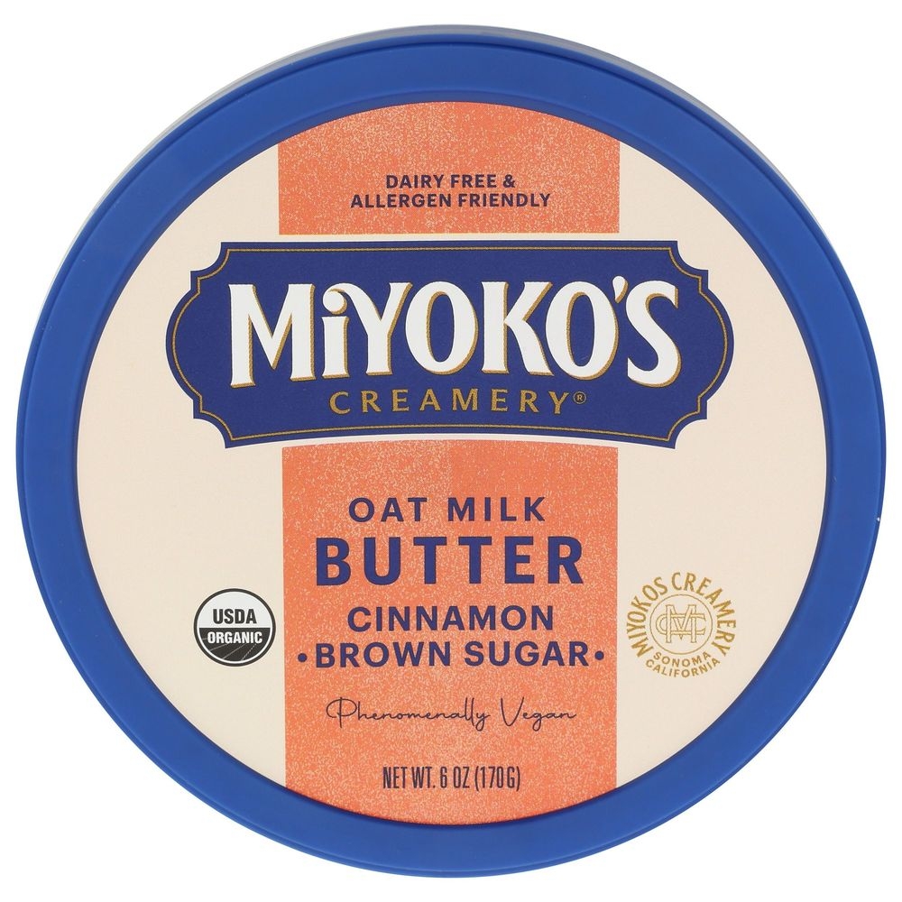 Miyokos Organic Vegan Cinnamon Brown Sugar Oat Milk Butter, 6 Ounce -- 6 per case.