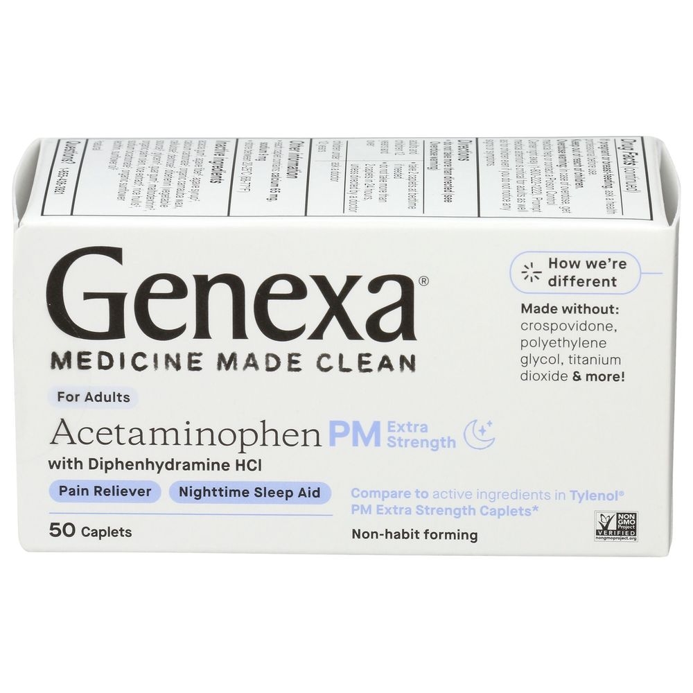 Genexa Acetaminophen PM Extra Strength Caplets, 50 count