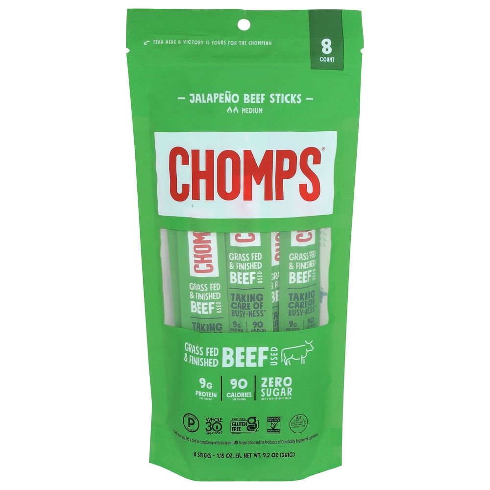 Chomps Jalapeno Beef Sticks, 9.2 Ounce -- 8 per case