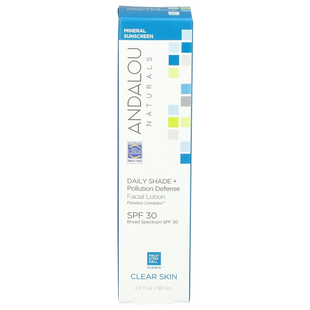 Andalou Naturals SPF 30 Daily Shade Plus Pollution Defense Facial Lotion, 2.7 Fluid Ounce