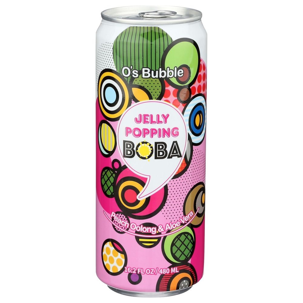 Os Bubble Peach Oolong Tea with Popping Boba and Aloe Vera, 16.2 Fluid Ounce -- 6 per case