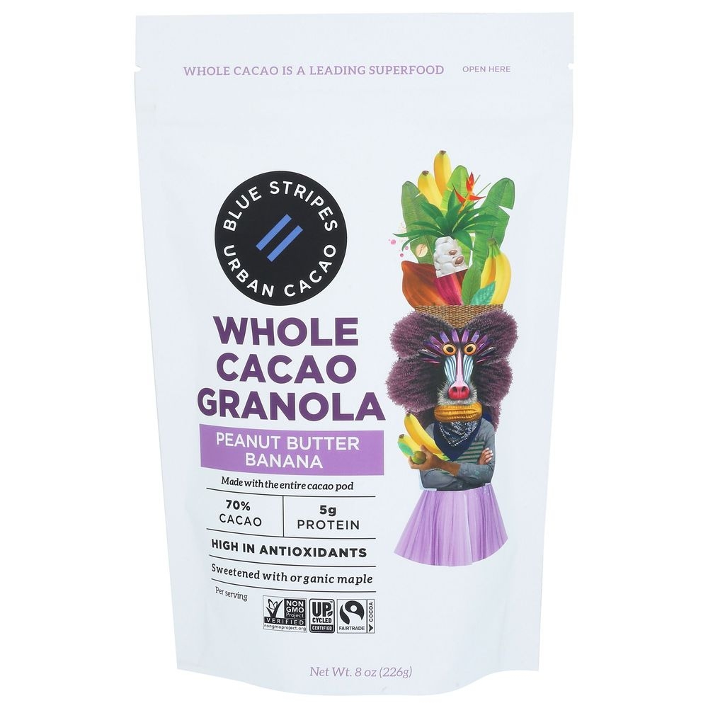 Blue Stripe Peanut Butter Banana Whole Cacao Granola, 8 Ounce -- 6 per case
