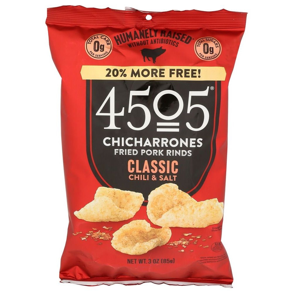 4505 Meats Classic Pork Rinds, 3 Ounce -- 12 per case