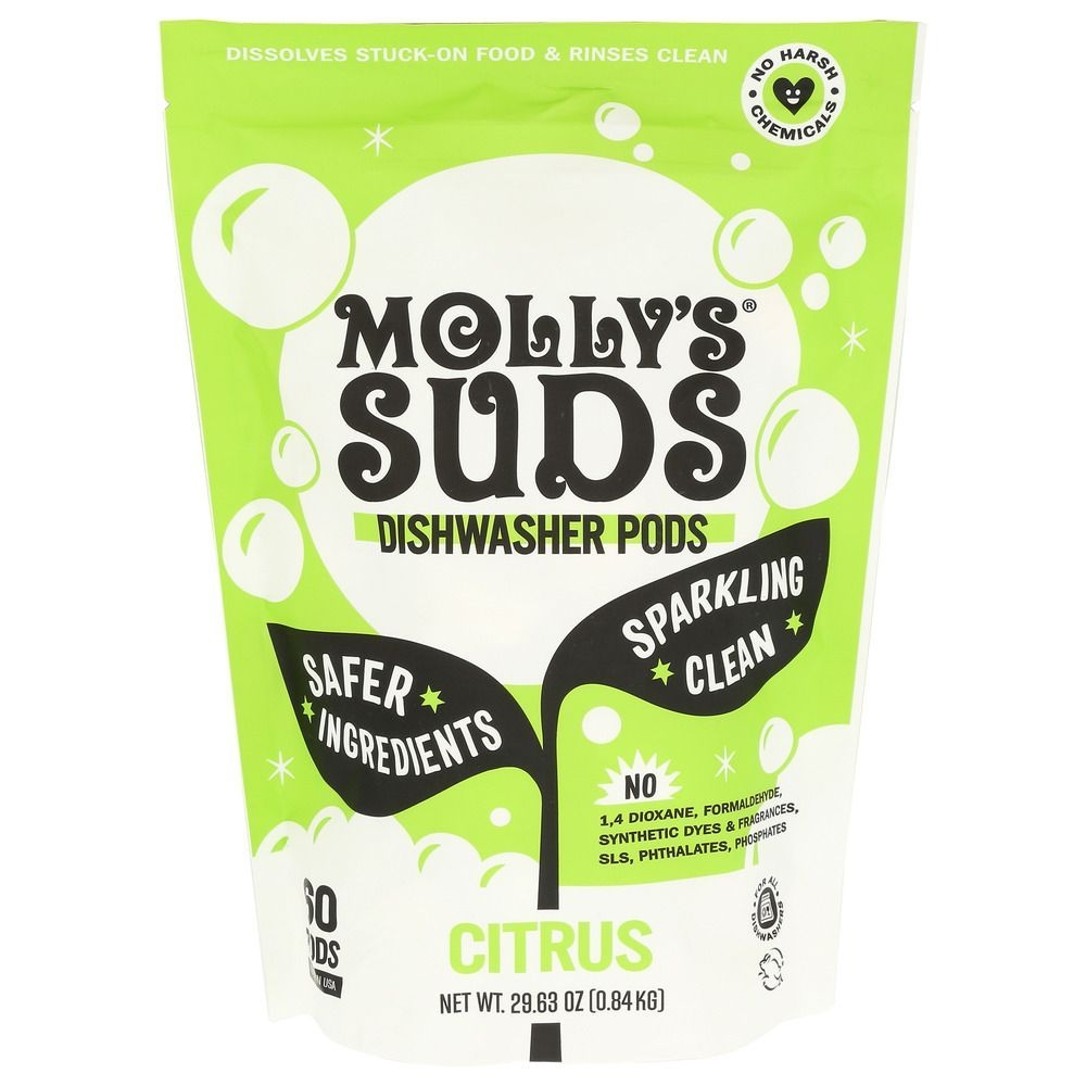 Mollys Suds Citrus Dishwasher Detergent Pods, 29.63 Ounce -- 6 per case