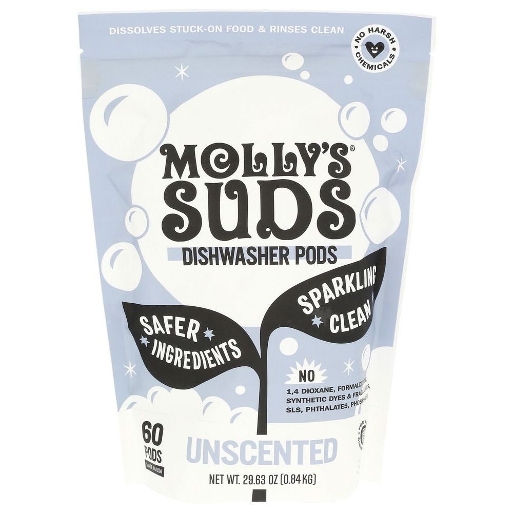 Mollys Suds Unscented Dishwasher Detergent Pods, 29.63 Ounce -- 6 per case
