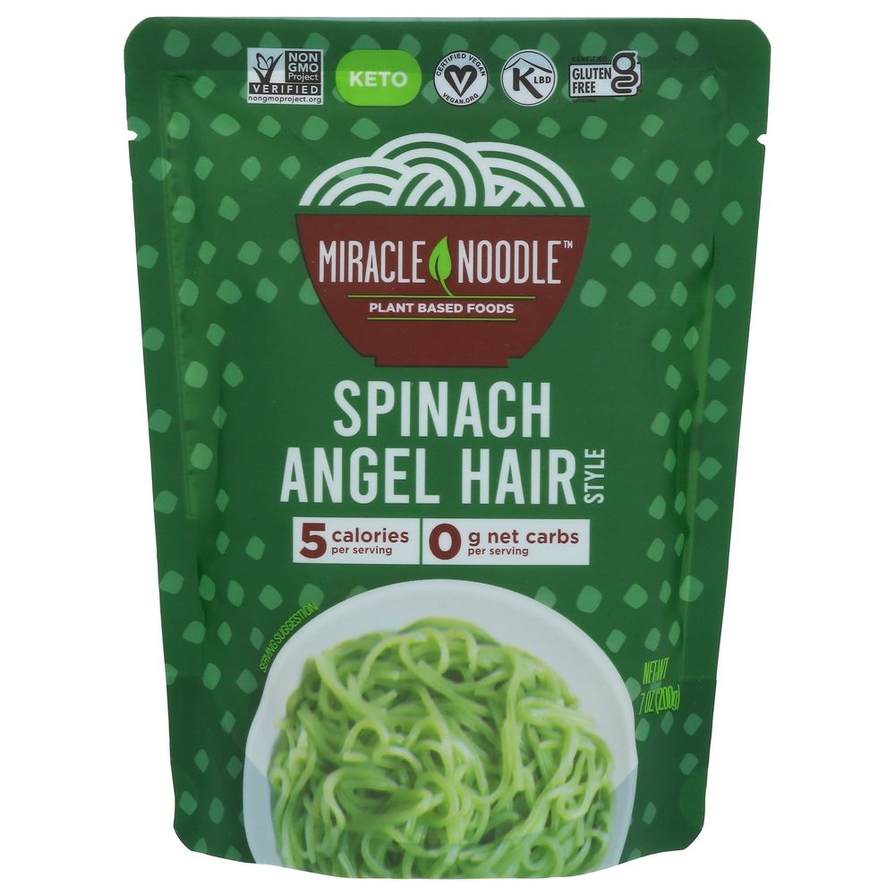 Miracle Noodle Ready To Eat Spinach Angel Hair Noodles, 7 Ounce -- 6 per case
