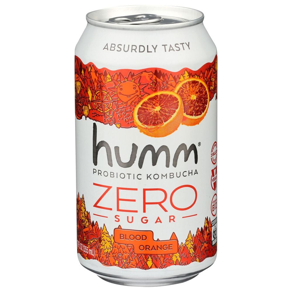 Humm Zero Sugar Blood Orange Probiotic Kombucha, 12 Fluid Ounce -- 6 per case
