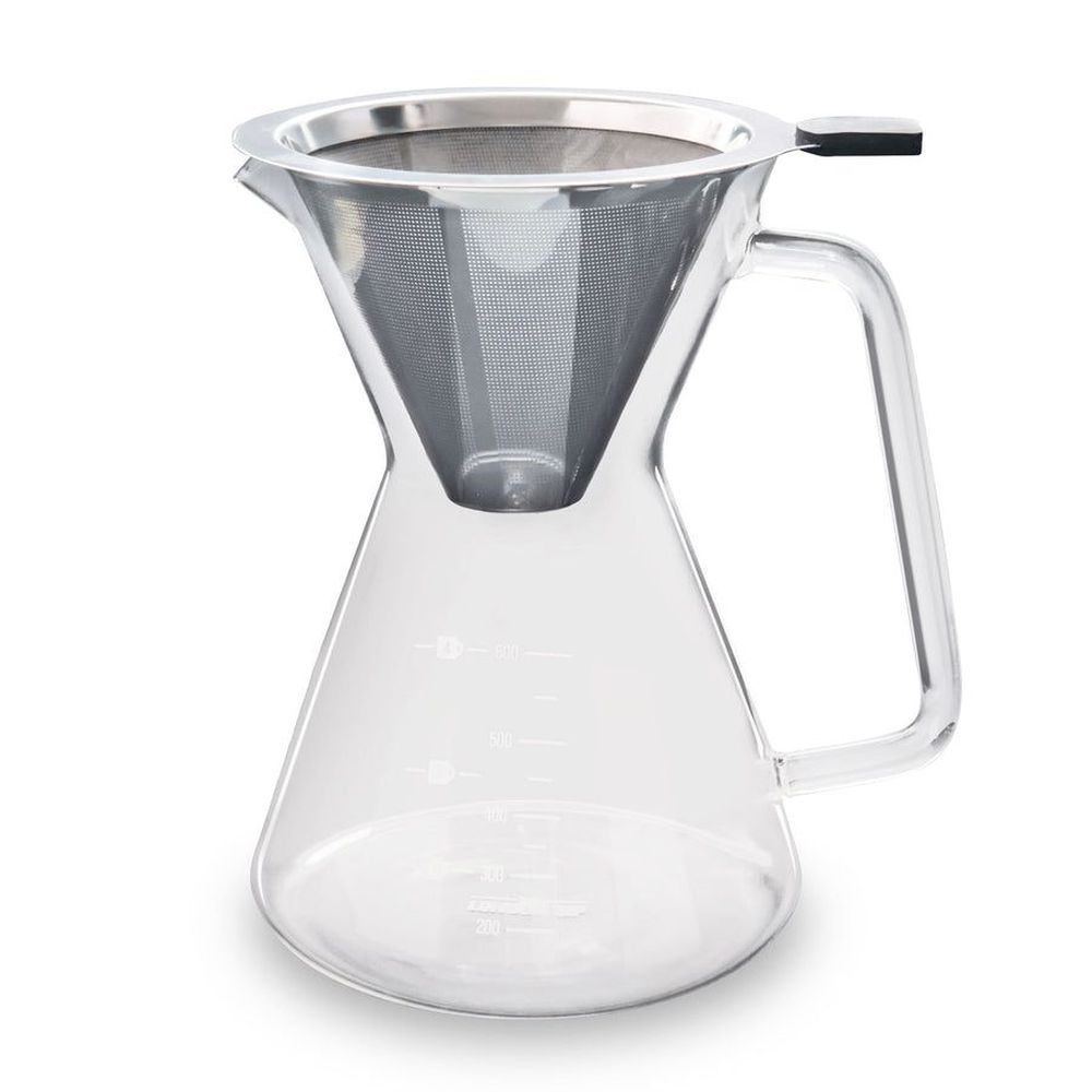 London Sip Glass Coffee Carafe with Reusable Filter, 600 Milliliter