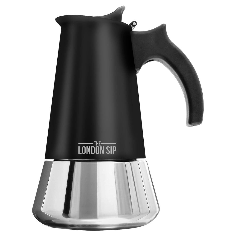 London Sip Stainless Steel Black Stovetop 6 Cup Espresso Maker