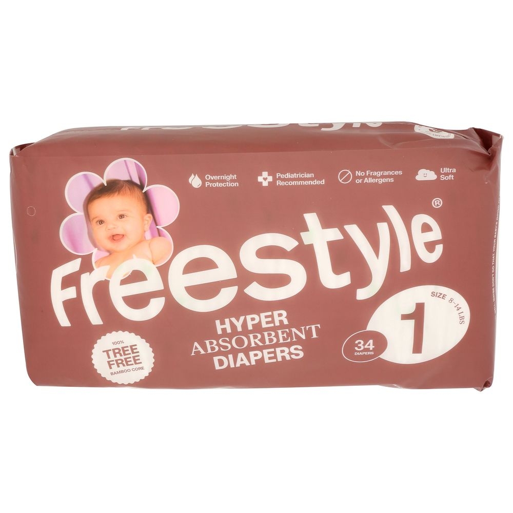 Freestyle Size 1 Hyper Absorbent Baby Diaper, 34 count -- 6 per case