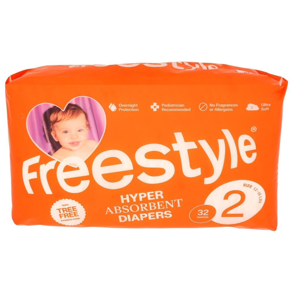 Freestyle Size 2 Hyper Absorbent Baby Diaper, 32 count -- 6 per case