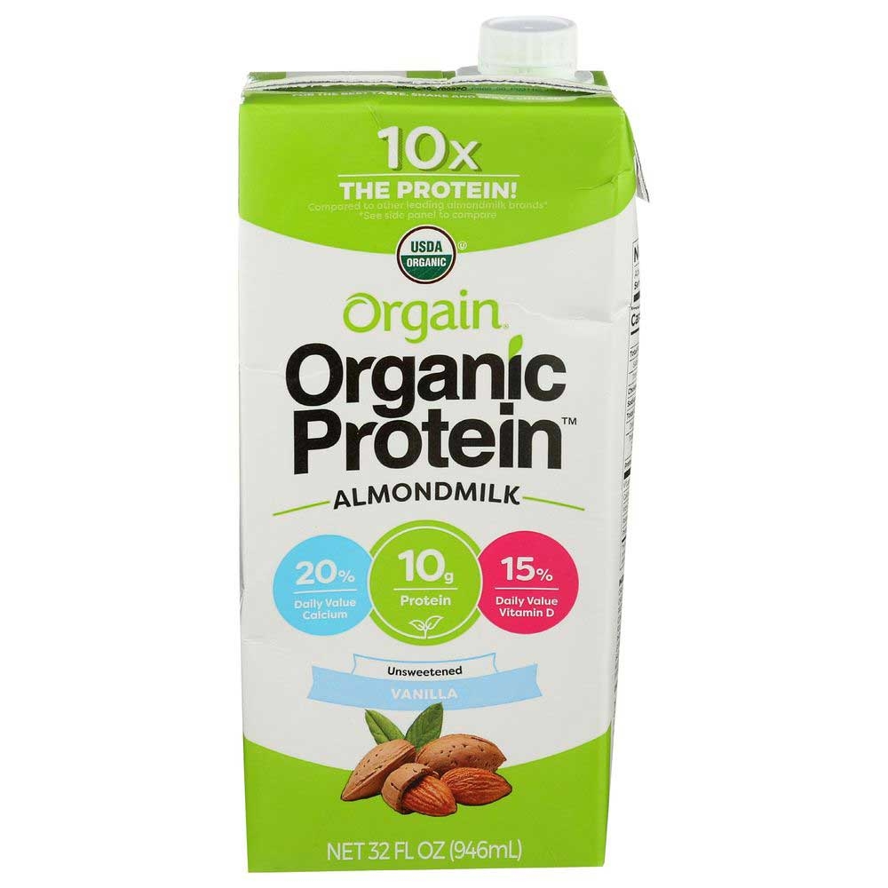 Orgain Organic Protein Unsweetened Vanilla Protein Almond Milk, 32 Fluid Ounce -- 6 per case