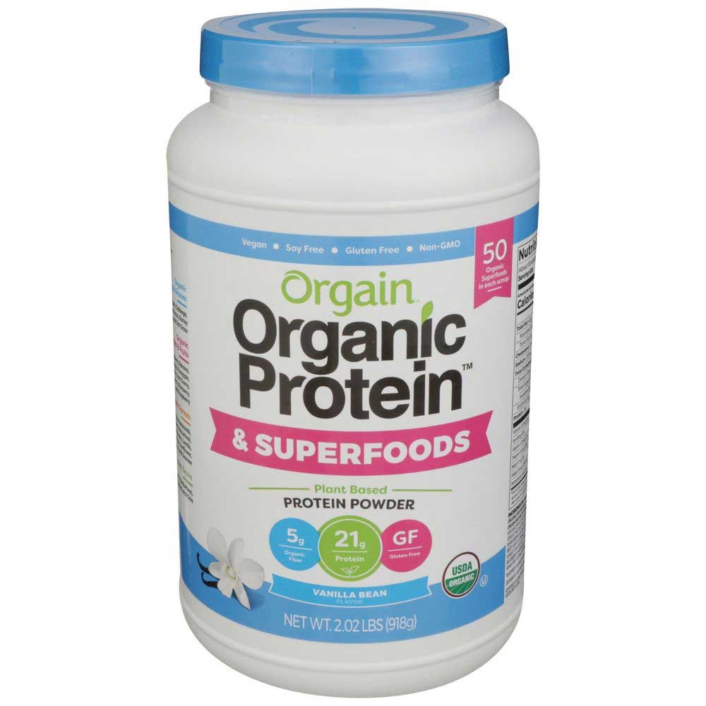 Orgain Organic Vanilla Bean Plant Based Protein and Superfoods Powder, 2.02 Pound