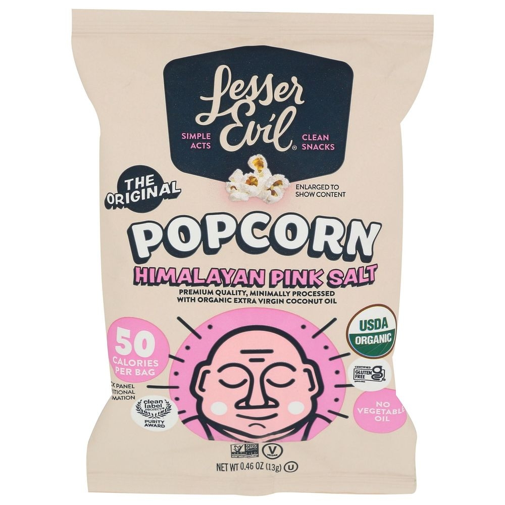 Lesser Evil Organic Himalayan Pink Salt Buddha Bowl Popcorn - Little Snack Pack, 0.46 Ounce -- 96 per case